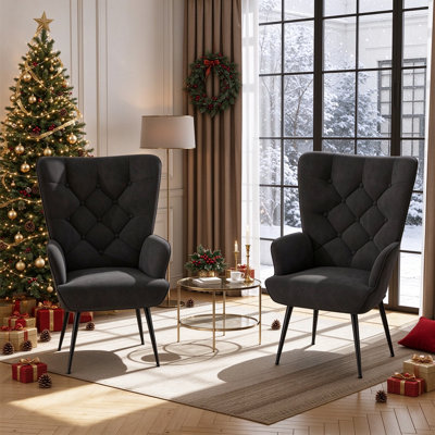 Bastoam 50Cm Wide Tufted Velvet Wingback Chair