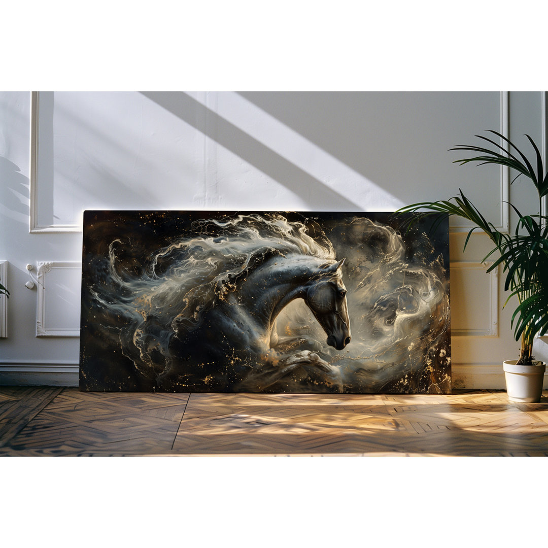 Wandbild 120x60cm Kunstwerk Pferd Wild Galaxie Universum Mystisch