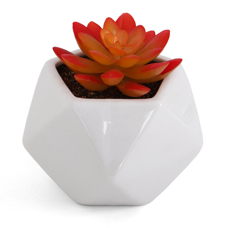 4'' Faux Succulent in Ceramic Planter
