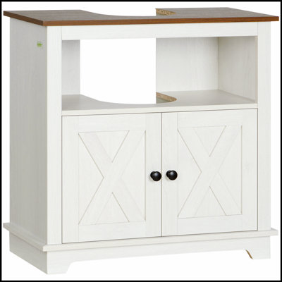 Armoire de salle de bain sous lavabo avec lavabo sur piédestal Kleankin Farmhouse