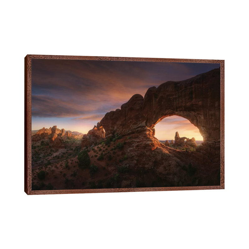 North Windows by Juan Pablo De Miguel - Print on Canvas, Brown Framed, 101.6cm H x 152.4cm W x 3.81cm D