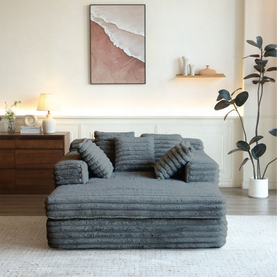 Chaise longue intérieure, canapé-lit rembourré avec coussins décoratifs et accoudoirs, fauteuil-lit pour fauteuil