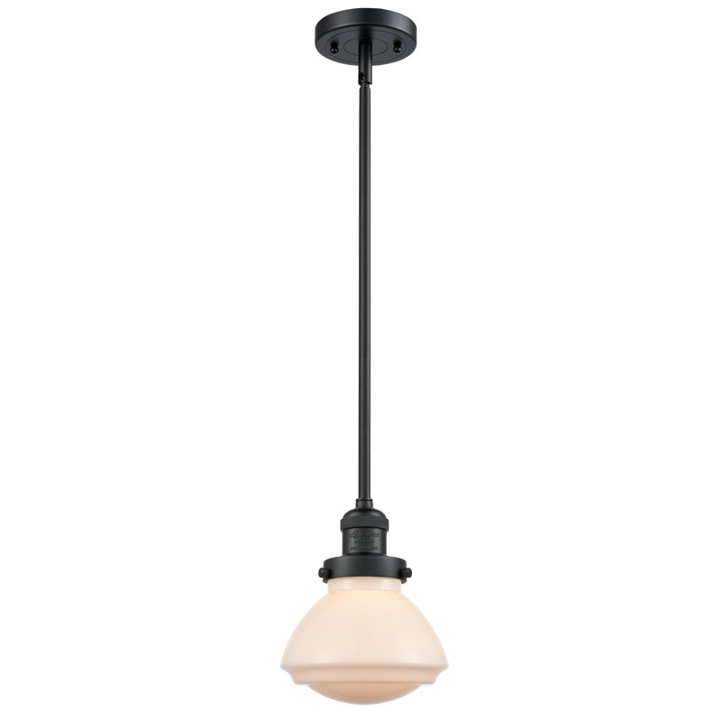 Luminaire suspendu simple à 1 lumière Chesterville, Blanc mat, Ampoule DEL 6 watts Vinage, Noir mat