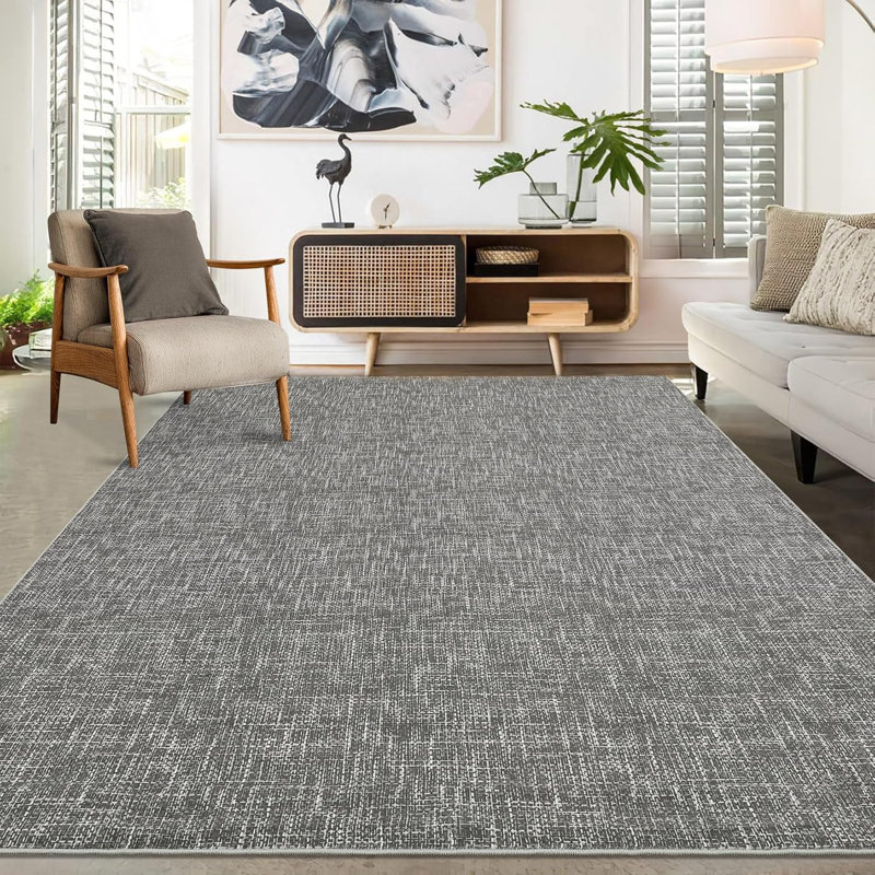 2x6 Runner Rug Washable Runner Rug Modern Abstract Runner Mat Hallway Contemporary Solid Rug Non-Slip Foldable Aesthetic Accent Floor Carpet Grey