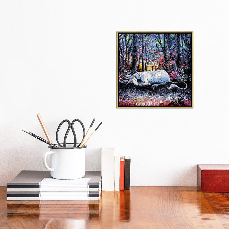 "Dreams" par aja Trèves, reproduction d’art, H 26 po x l 26 po x P 1,5 po, Toile encadrée d'or, Pas de tapis