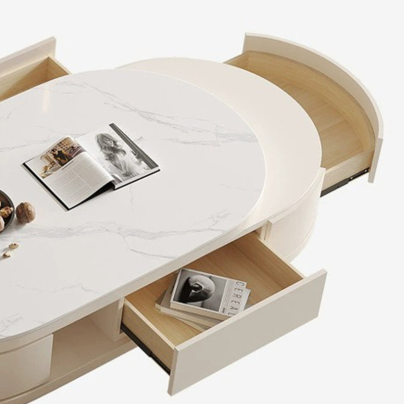 Table basse escamotable crème