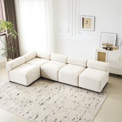 109 In., L Shaped, 5, Combination, Sectional , , Feature Highlights, Beige, Fabric, 4 Seats, Solid Wood Frame Structure Sinuous Spring Interior High Resilience Foam Padding Personalized Seating Setup