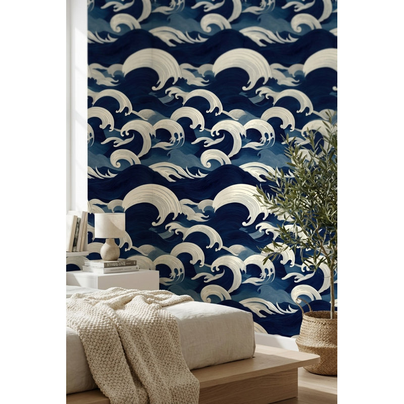 Waves Wallpaper Ocean Abstract Wall Mural, Peel and Stick