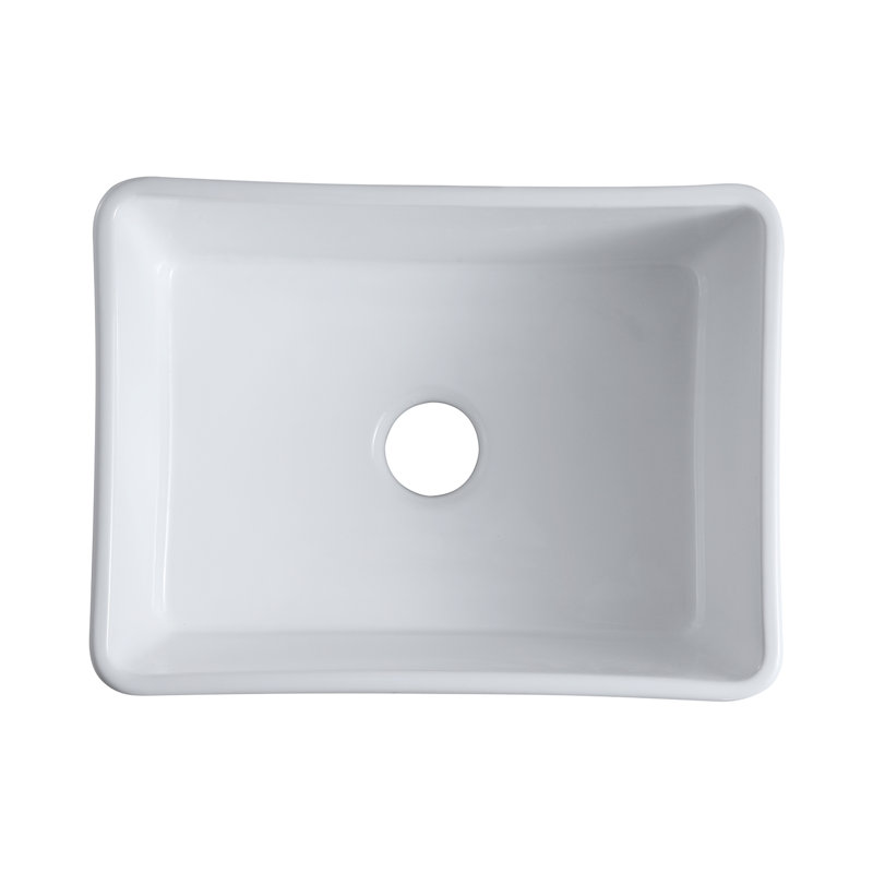 Topcraft Farmhouse 24 Inch White Ceramic Single Bowl Kitchen Sink, Apron Front Farmhouse Sink for Kitchen