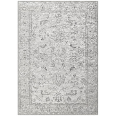 Tapis gris traditionnel lavable à la machine Jahaia