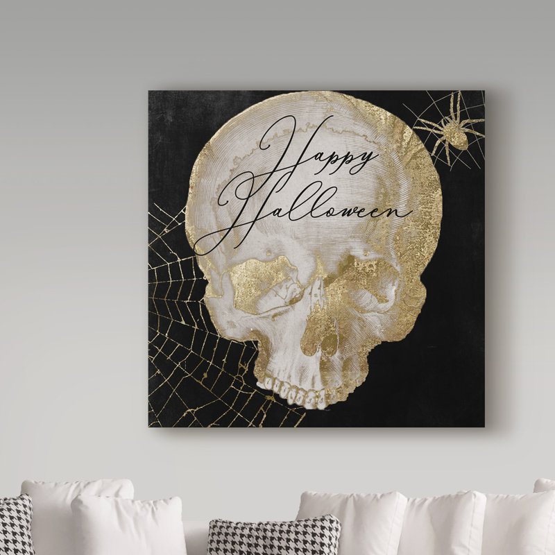 «Happy Halloween Skull», affiche rétro sur toile tendue Jadaya, H 35 po x l 35 po