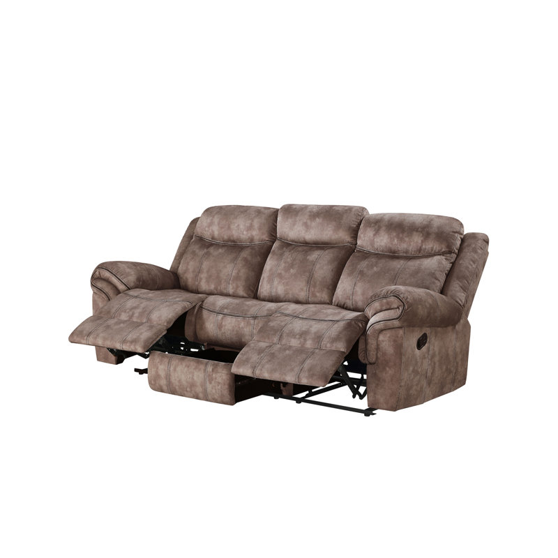 Zubaida Two Tone Grey Velvet Recliner Sofa w/USB Port & Drop Down Table, Chocolate