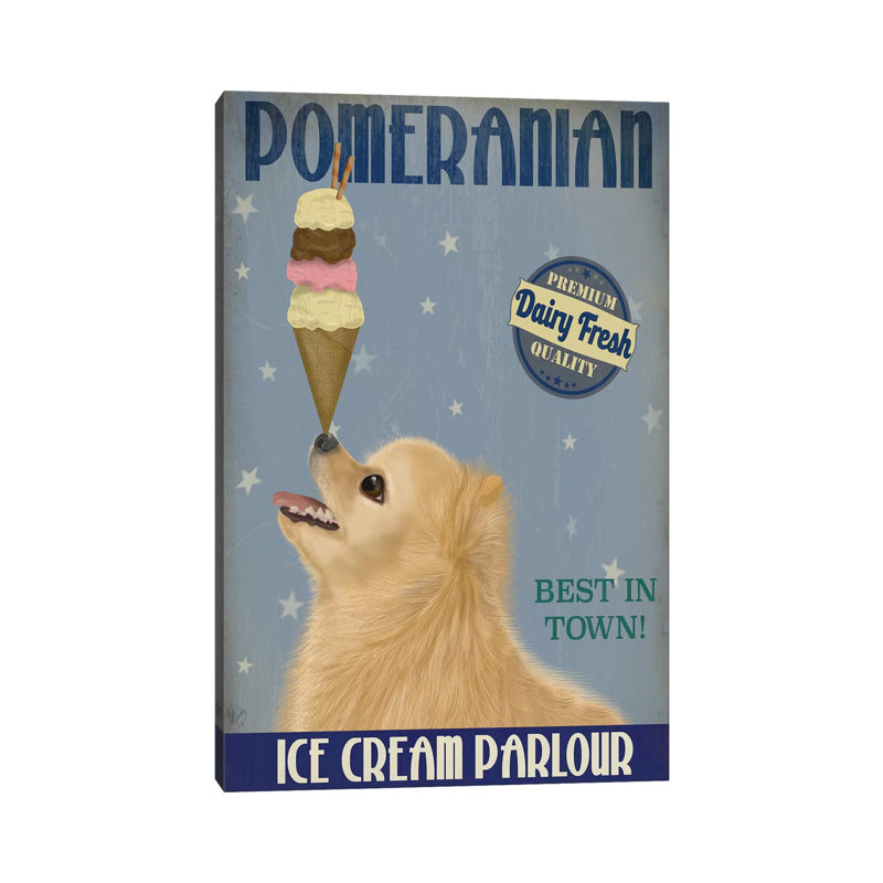 Pomeranian Ice Cream by Fab Funky - Wrapped Canvas Print, 30.48cm H x 20.32cm W x 1.91cm D