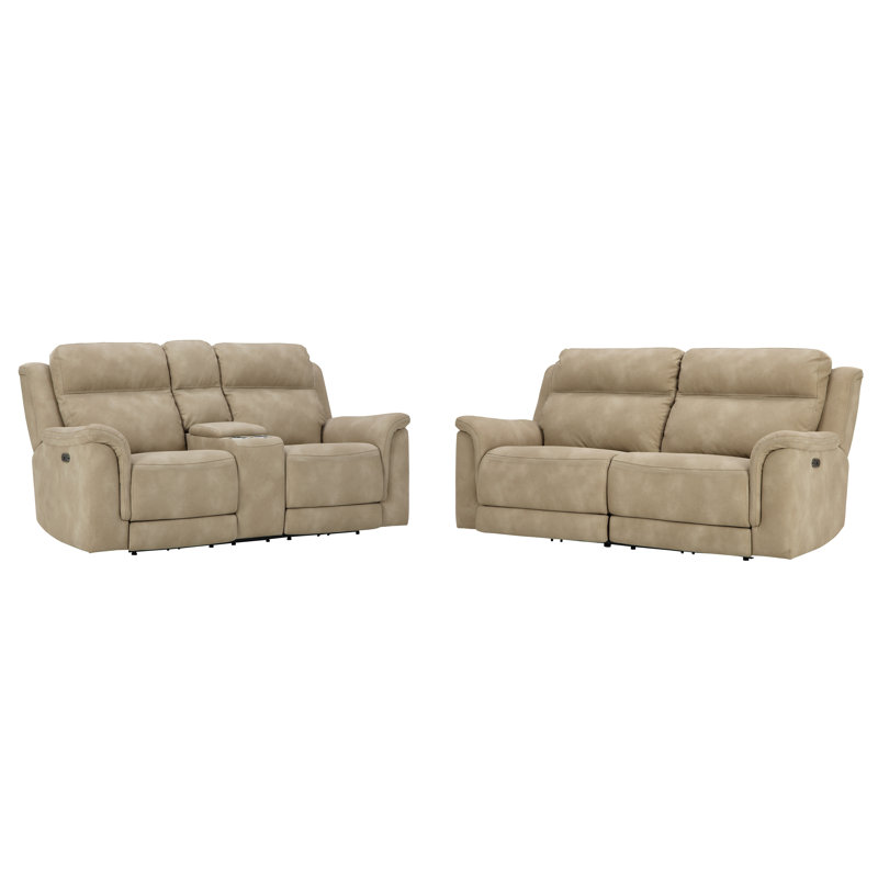 Next-Gen DuraPella Power Reclining Sofa and Loveseat, Beige