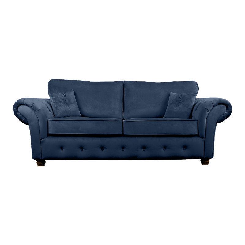 Lila 3 Seater Velvet Sofa, Navy