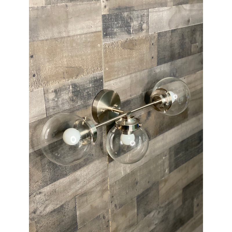 Armed Sconce, Brushed Nickel, Clear