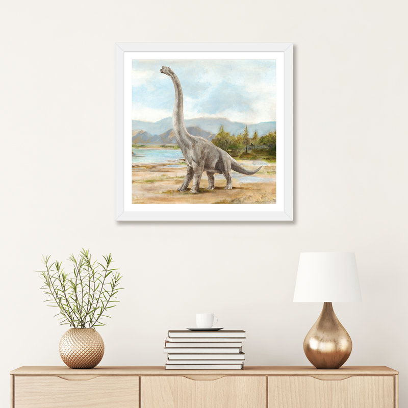 «Dinosaur Illustration IV» par Ethan Harper - reproduction, H 24 po x l 24 po x p 1 po, Papier encadré blanc, Blanc