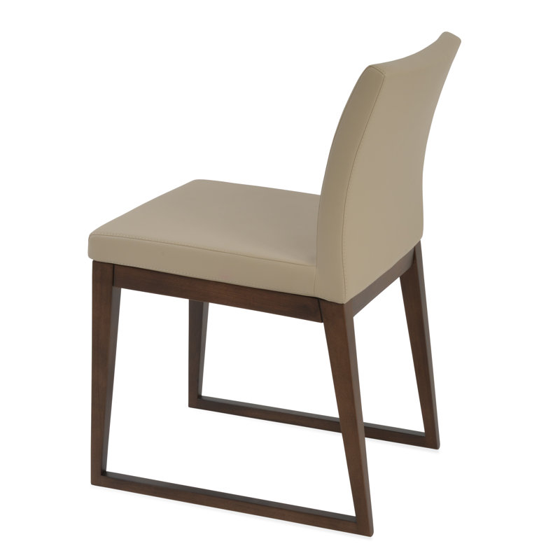 Aria Sled Wood Dining Chair, Wheat PPM Faux Leather