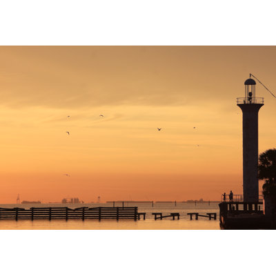 Biloxi Mississippi Sunset by LindaBryan - Wrapped Canvas Print