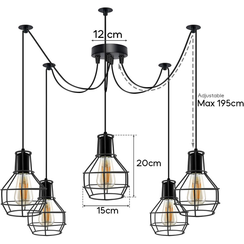 - Light Black Cluster Pendant, 5
