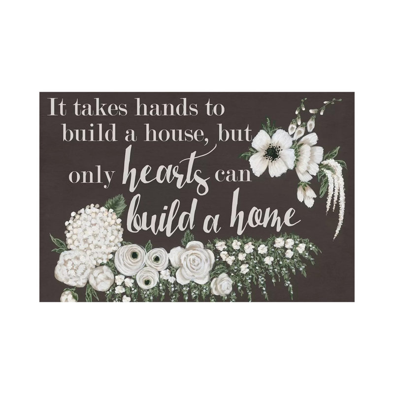 Hearts Can Build A Home - Wrapped Canvas Print, 20.32 cm H x 30.48 cm W