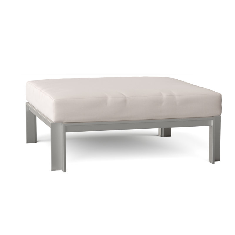 Tivoli Outdoor Teak Ottoman, Canvas Canvas Sunbrella® Canvas