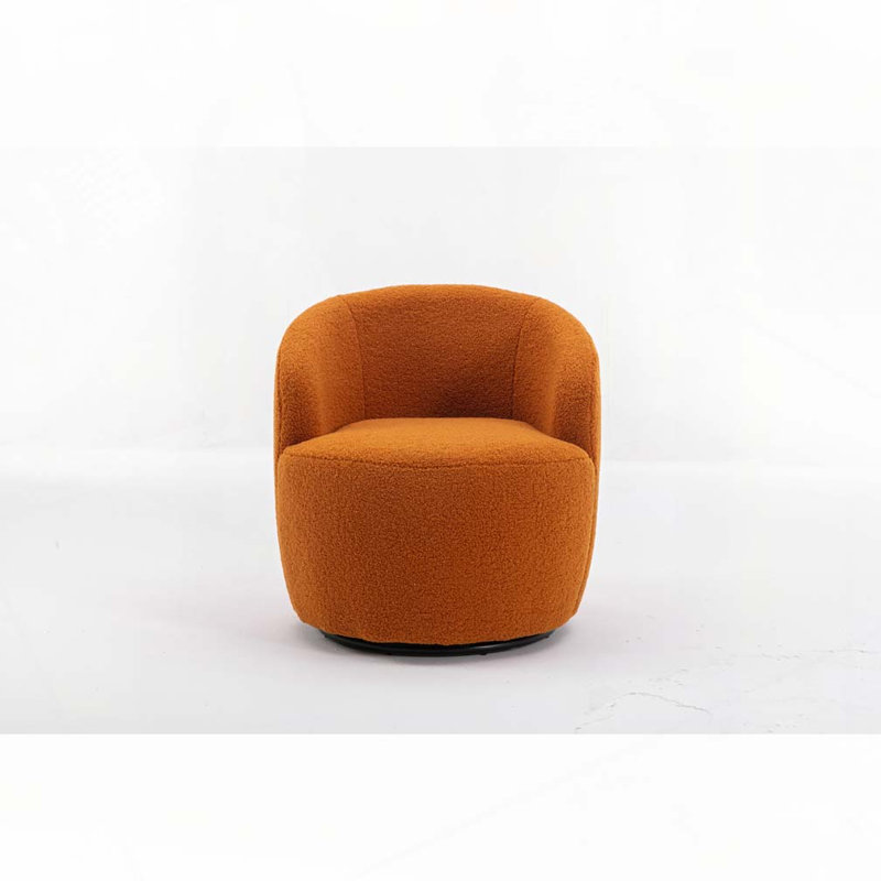 Genece Upholstered Swivel Accent Chair, Caramel Wool