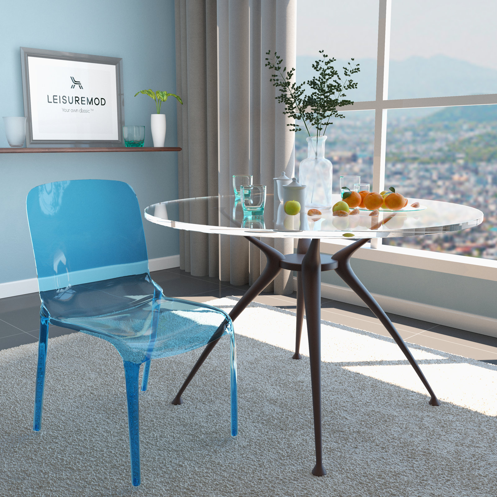 Lade Transparent Plastic Stackable Dining Chair with Waterfall Edge Seat – Lightweight Versatile Accent & Kitchen Side Chair, No Assembly Required