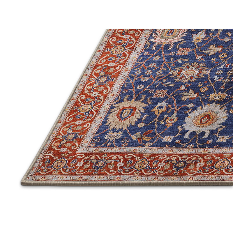 Tapis oriental rouge / bleu Khoyank, Rectangle 8 pi x 12 pi
