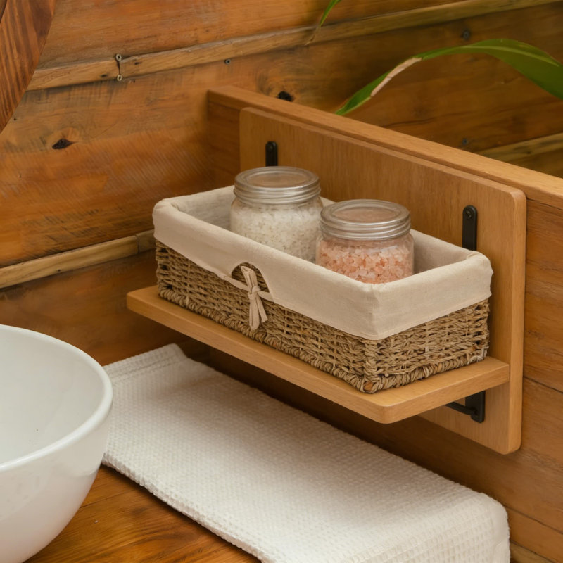 Seagrass Storage Basket 2-Pack - Woven Tank Topper Organizer With Lid For Toilet Paper, Bathroom Vanity, Pantry, Or Coffee Table Decor