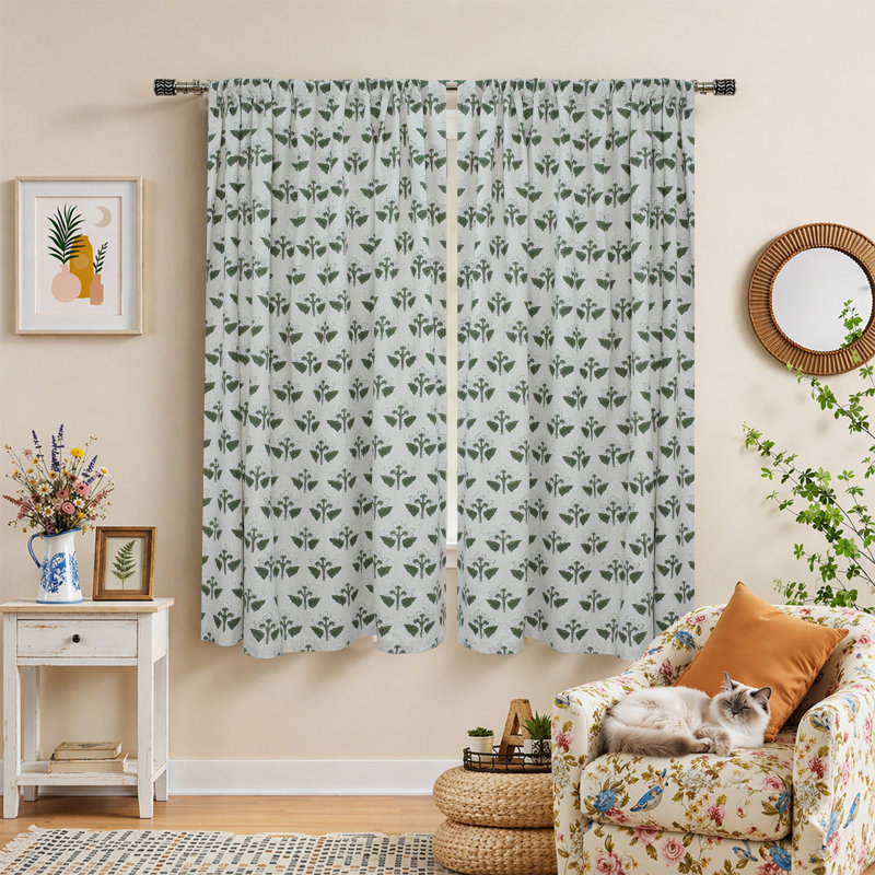 Rideaux de fenêtre Artisan Hand Block, 100" W X 108" L