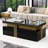 Black MDF Coffee Table With PVC Pattern Top 2 Drawers 100*50*40Cm-1204716652