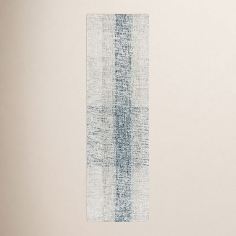 Everlean Gray and Blue Geometric Hand-Tufted Wool and Cotton Area Rug, Runner 2'3" x 8'