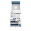 Lit superposé simple au-dessus de simple avec 2 tiroirs et escalier, lits superposés en bois avec lumière et tablettes de rangement-1551700829