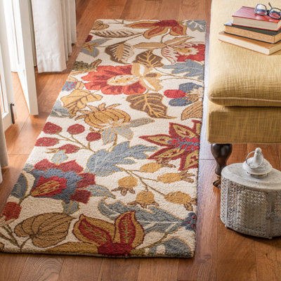 Emrick Hand Hooked Wool Floral Rug