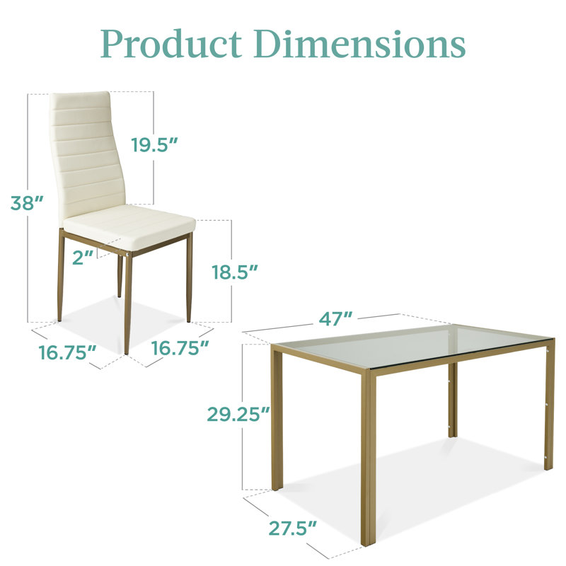 Modern 5-Piece Glass Dining Set with Faux Leather Chairs