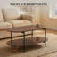 Table basse ovale à deux niveaux avec plateau de rangement industriel et plateau en bois industriel-136847216
