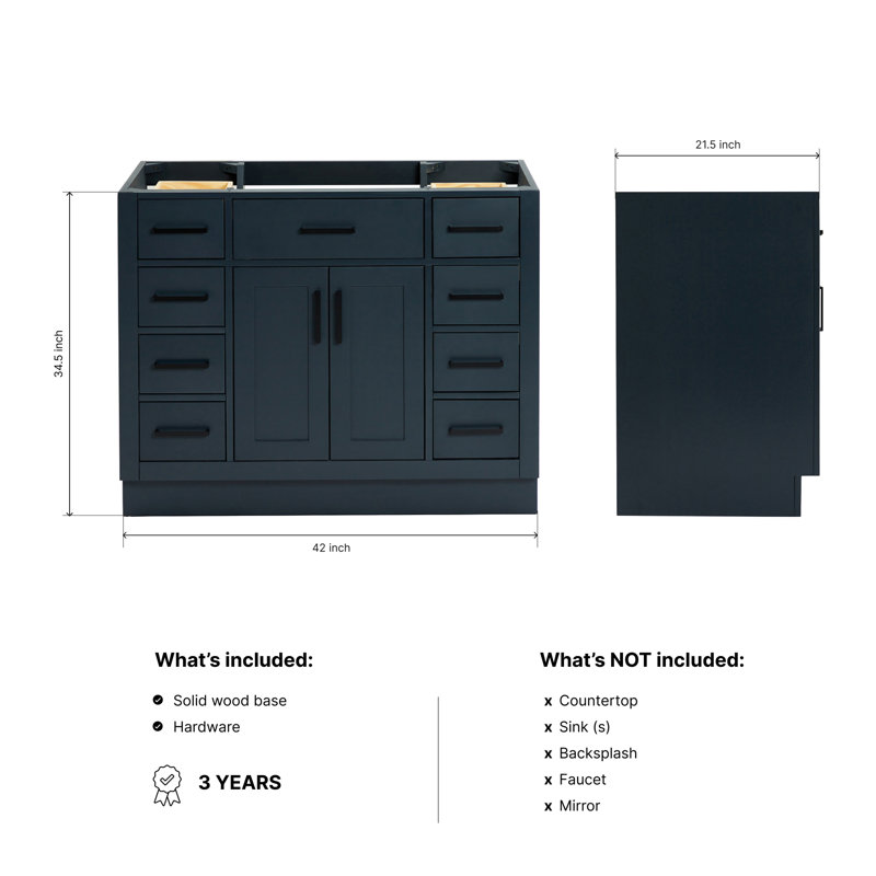 42" Single Bathroom Vanity Base only, Midnight Blue