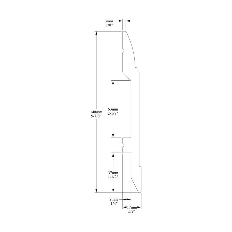 High Impact 5 7/8" H x 78 3/4" W x 5/8" D Corner Moulding