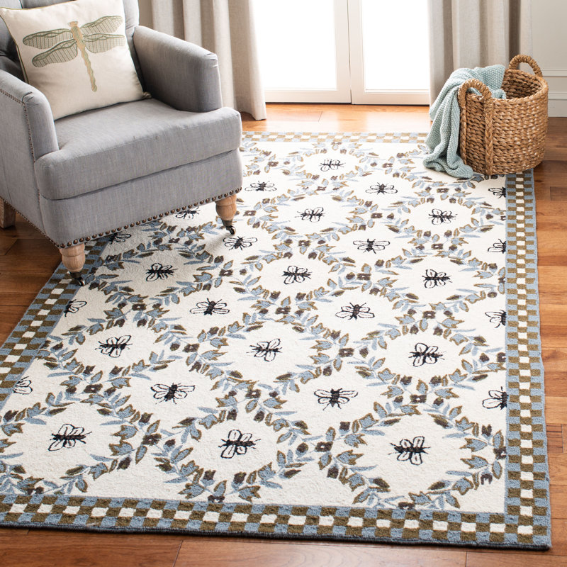 Tapis ivoire en laine touffeté à la main Hollander, Rectangle 6 pi x 9 pi