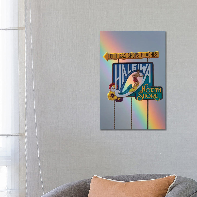 Haleiwa Sign Man Rainbow I by Sean Davey - Wrapped Canvas Gallery-Wrapped Canvas Giclée, 66.04 cm H x 45.72 cm W x 1.91 cm D