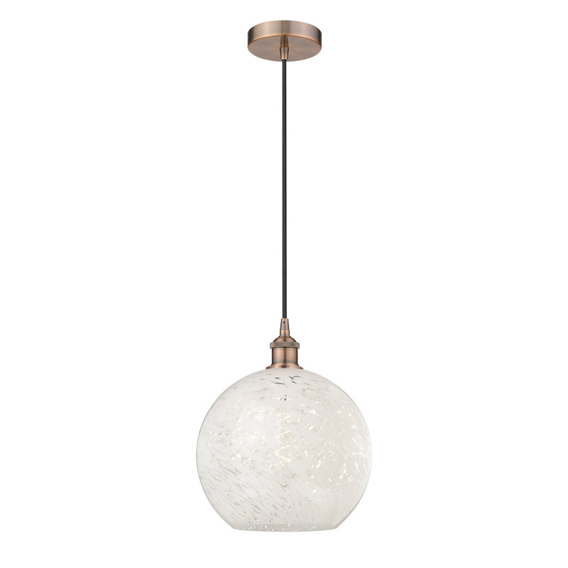 Mini-luminaire suspendu à cordon 1 lumière Edison White Mouchette 6 po-616-G1216, Cuivre antique