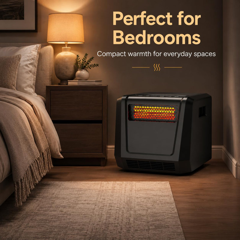 Chauffage d'appoint portatif à chauffage rapide, commandes simples sur le dessus, protection contre la surchauffe – Ventilateur compact et léger pour chambre, bureau et usage intérieur à domicile