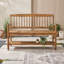 Banc de rangement en bois d'acacia avec tablette intégrée, détails sculptés à la main et cadre robuste pour le hall d'entrée-1662389921
