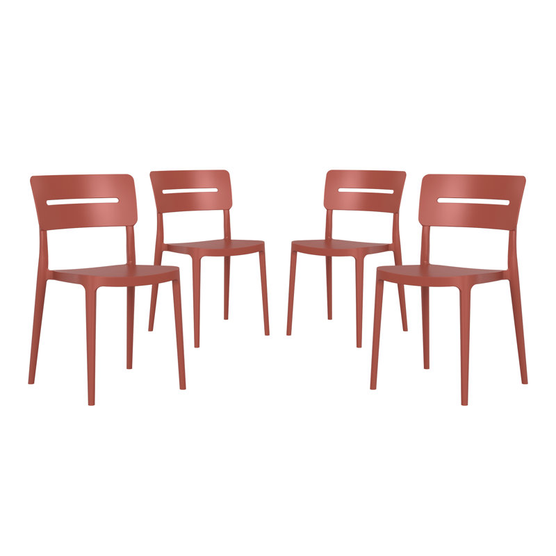 Chaise de salle à manger d'extérieur empilable (ensemble de 4), Rouge