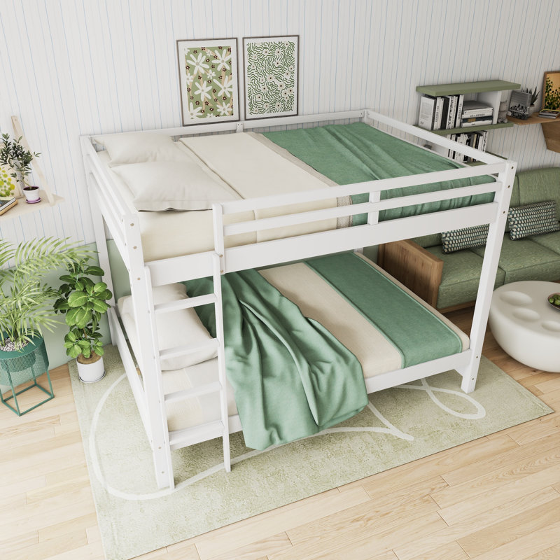 Lit superposé en bois avec échelle, Blanc