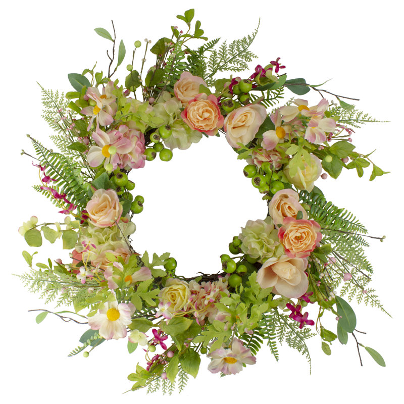 Faux Rose Plastic 26'' Wreath