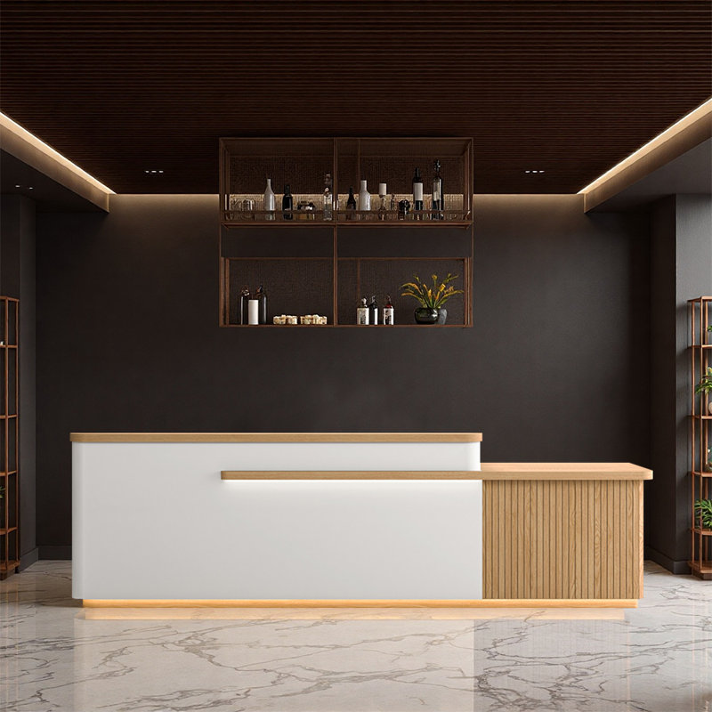 Comptoir de bar Retro Chic, White/Natural Wood