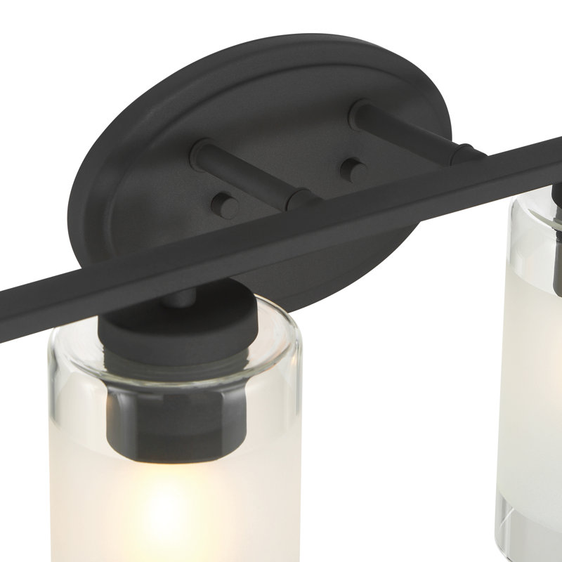 Éclairage de salle de bain à intensité variable 6 lumières 49,25 "avec abat-jour en verre, Noir