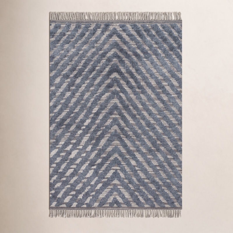 Benjamin Hand Knotted Chevron Indoor Rug, Square 1'6" x 1'6"